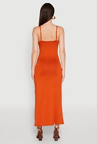 Womens Scoop Neck Cami Maxi Dress, Orange, Size M
