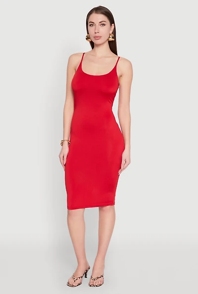 Womens Scoop Neck Cami Dress, Red, Size S