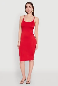 Womens Scoop Neck Cami Dress, Red, Size S
