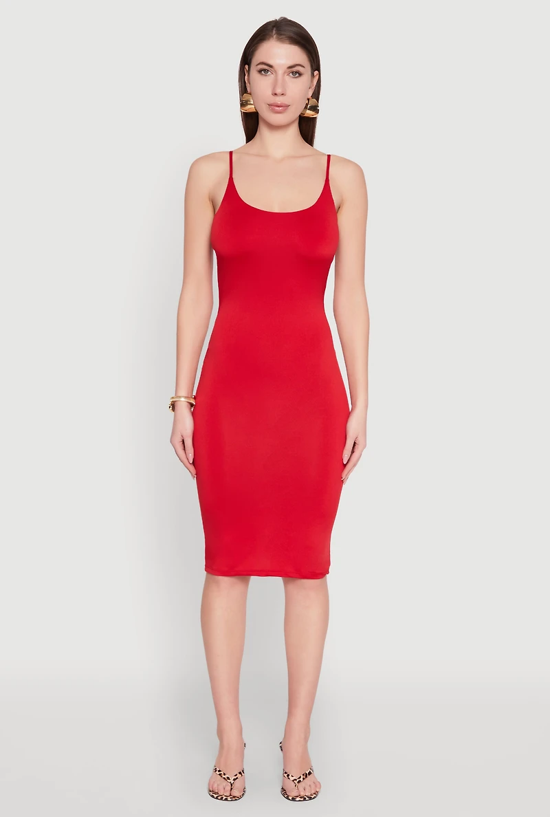 Womens Scoop Neck Cami Dress, Red, Size S