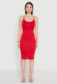 Womens Scoop Neck Cami Dress, Red, Size S