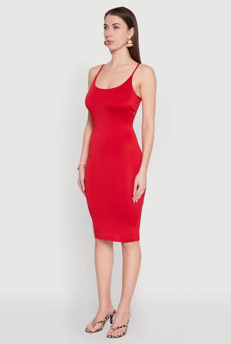 Womens Scoop Neck Cami Dress, Red, Size S