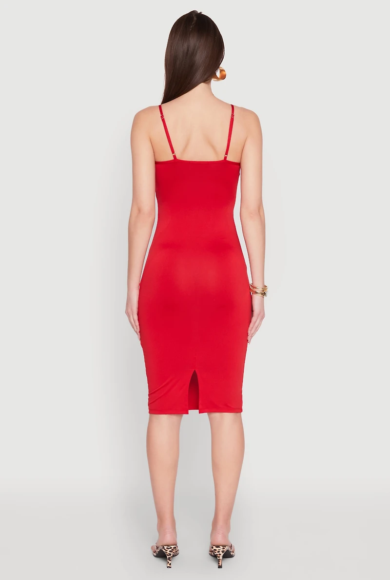 Womens Scoop Neck Cami Dress, Red, Size S