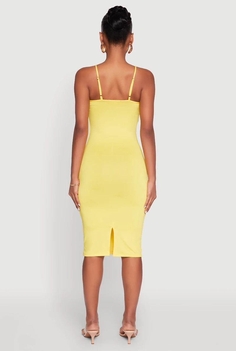 Womens Scoop Neck Cami Dress, Yellow,