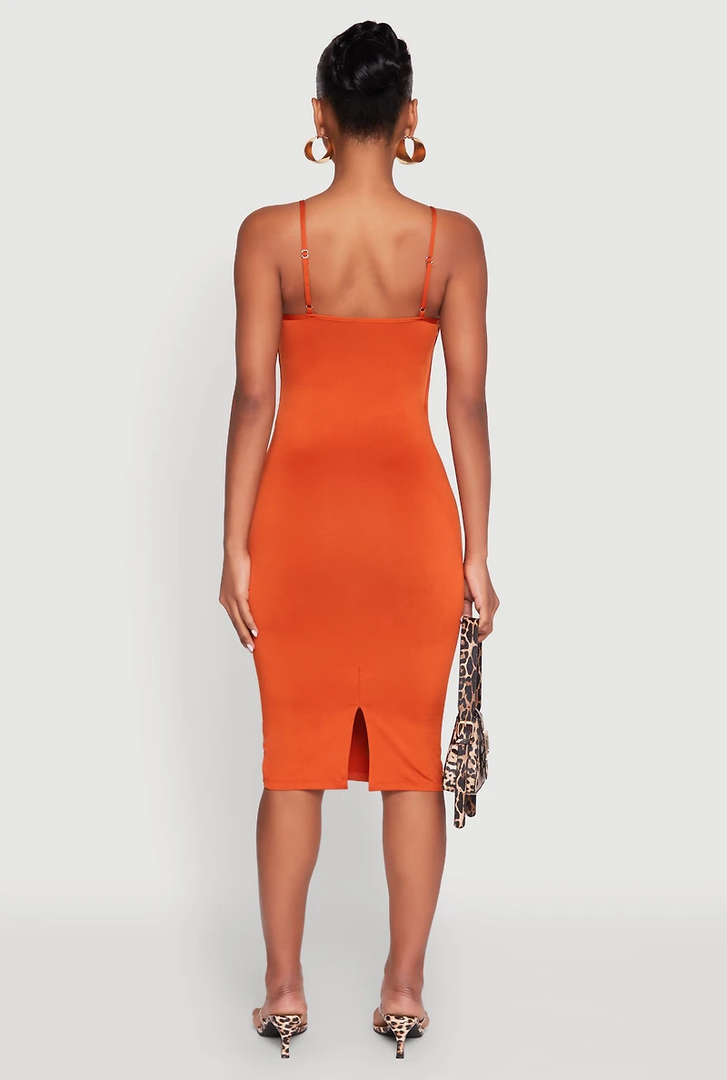 Womens Scoop Neck Cami Dress, Orange, Size S