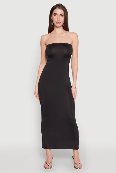 Slit Back Maxi Tube Dress