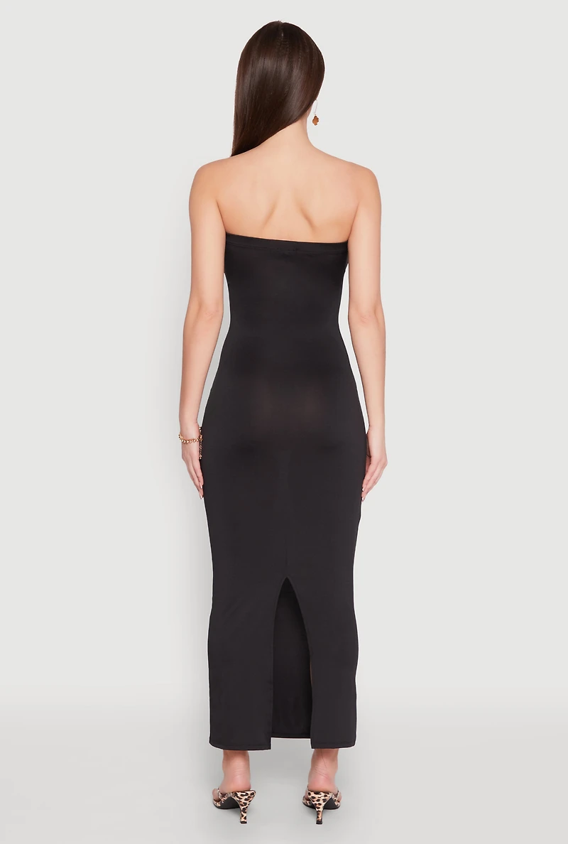 Womens Slit Back Maxi Tube Dress, Black,