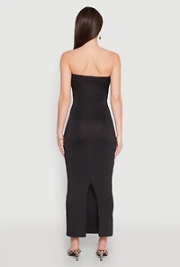 Womens Slit Back Maxi Tube Dress, Black,
