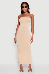 Womens Slit Back Maxi Tube Dress,