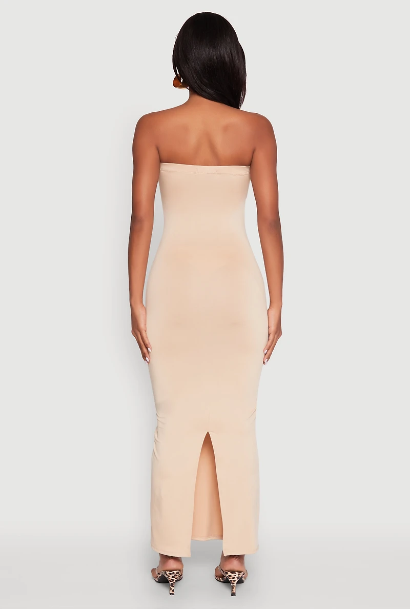 Womens Slit Back Maxi Tube Dress,