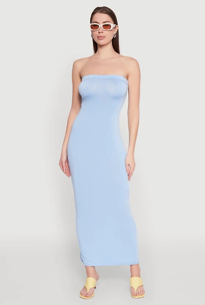Womens Slit Back Maxi Tube Dress,
