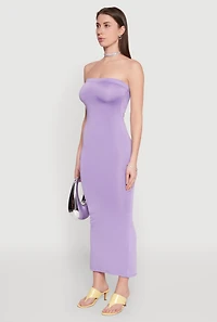 Womens Slit Back Maxi Tube Dress, Purple,