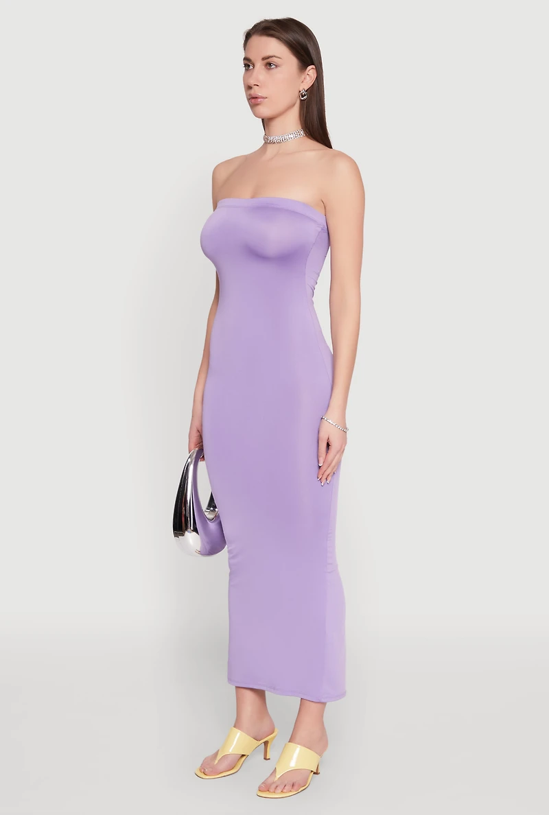 Slit Back Maxi Tube Dress