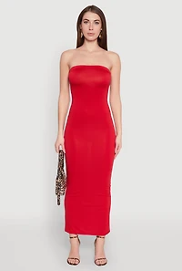 Slit Back Maxi Tube Dress