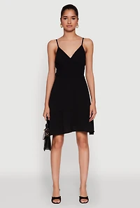 Womens Sleeveless Empire Waist Dress with V Neck and Adjustable Straps,