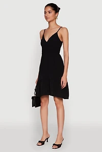 Sleeveless Empire Waist Dress with V Neck and Adjustable Straps