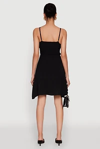 Womens Sleeveless Empire Waist Dress with V Neck and Adjustable Straps, Black, Size S