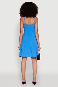 Womens Sleeveless Empire Waist Dress with V Neck and Adjustable Straps,