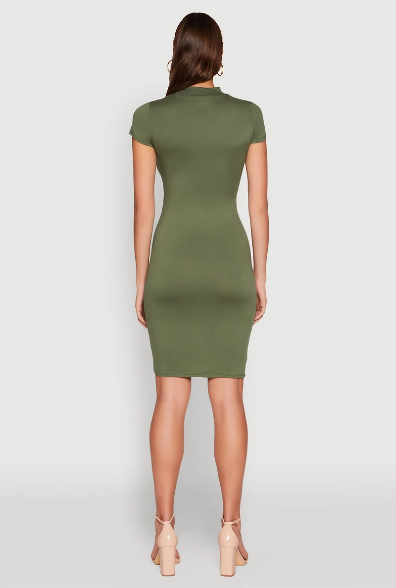 Womens Soft Knit Mock Neck Dress, L