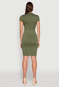 Womens Soft Knit Mock Neck Dress, L