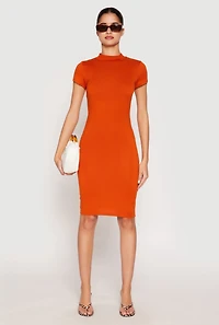 Womens Soft Knit Mock Neck Dress, L