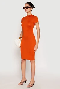 Womens Soft Knit Mock Neck Dress, L