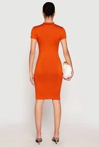 Womens Soft Knit Mock Neck Dress, L