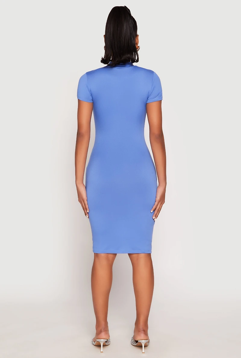 Womens Soft Knit Mock Neck Dress, S