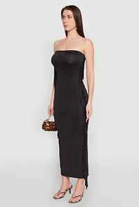 Womens Side Fringe Maxi Tube Dress,