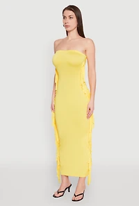 Side Fringe Maxi Tube Dress