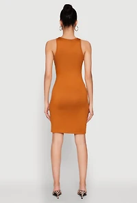 Womens Scoop Neck Tank Dress, Brown, Size L