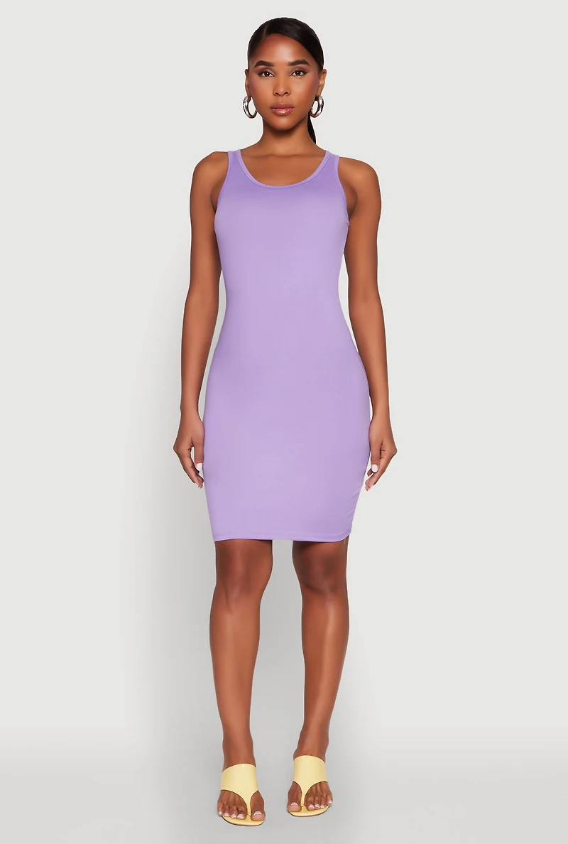 Womens Scoop Neck Tank Dress, Purple,