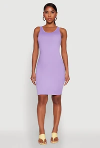 Womens Scoop Neck Tank Dress, Purple,