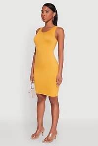 Womens Scoop Neck Tank Dress, Yellow, Size M