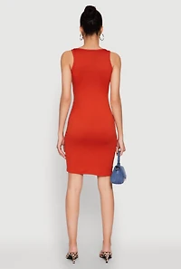 Womens Scoop Neck Tank Dress, Red, Size L
