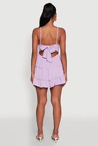 Womens Chic Crochet Detail V Neck Tiered Dress,