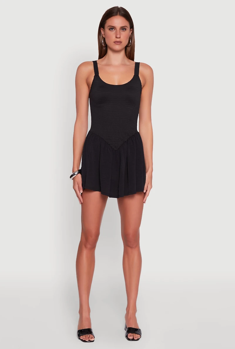 Womens Chic Scoop Neck Sleeveless Skater Dress,