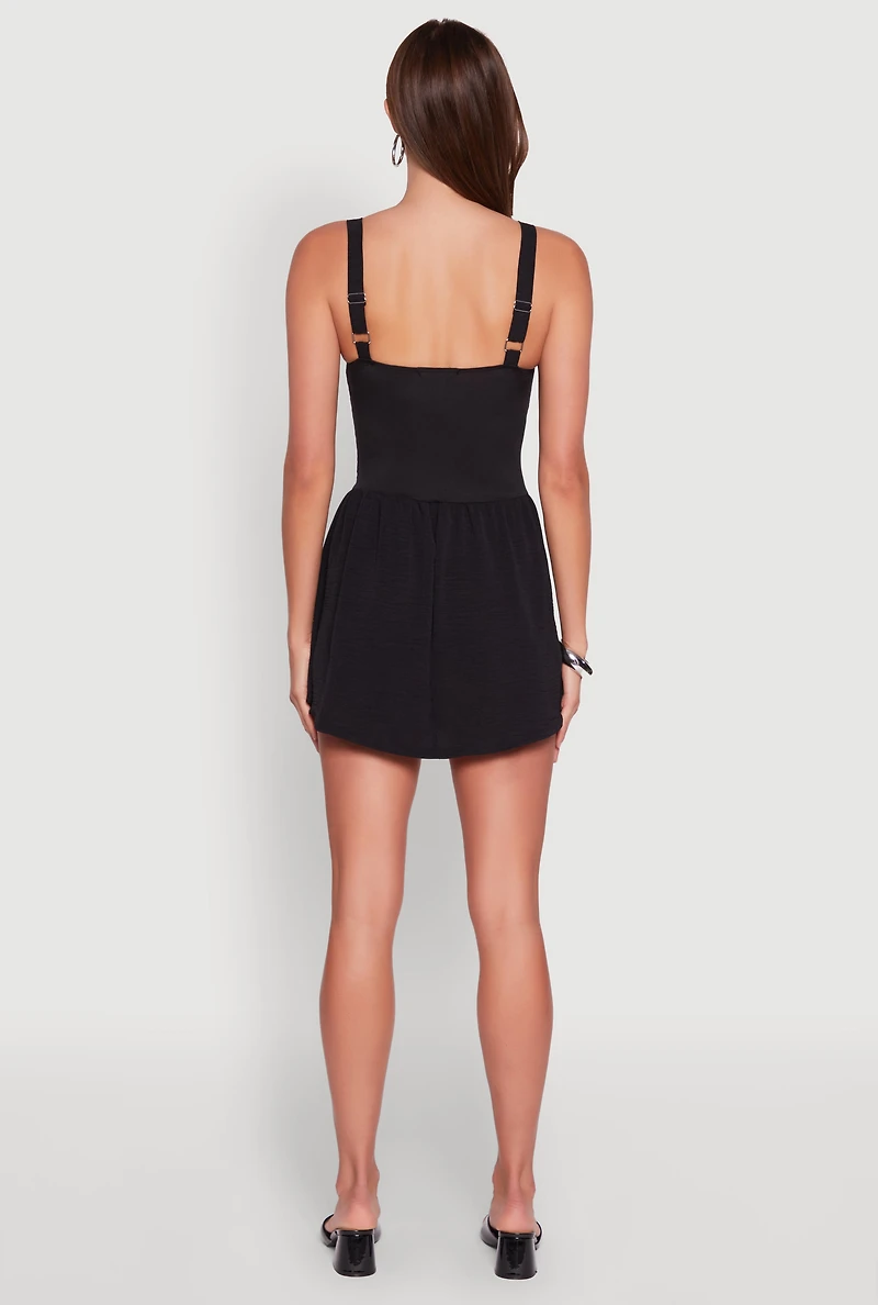 Womens Chic Scoop Neck Sleeveless Skater Dress, Black, Size S