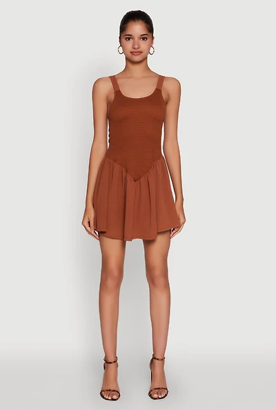Womens Chic Scoop Neck Sleeveless Skater Dress,
