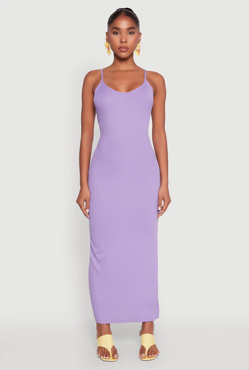 Side Slit V Neck Maxi Dress