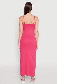 Womens Side Slit V Neck Maxi Dress, M