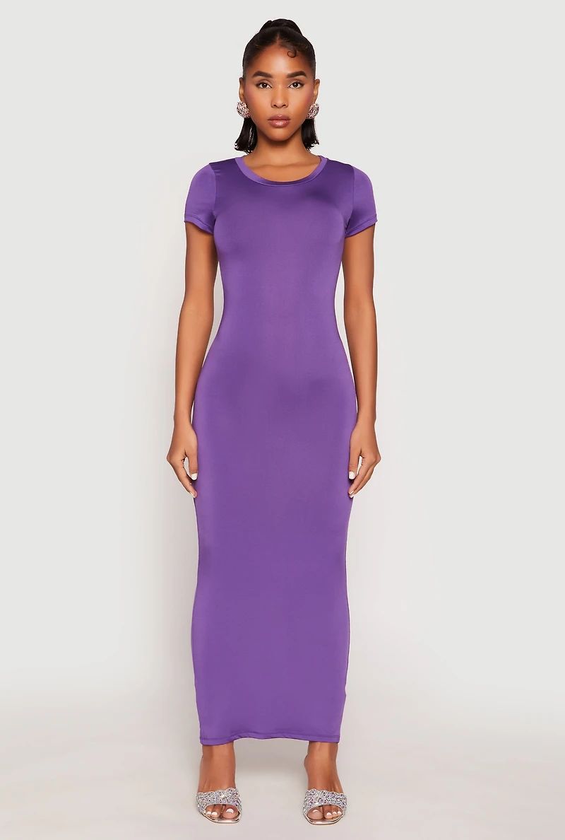 Short Sleeve Slit Back Maxi Dress