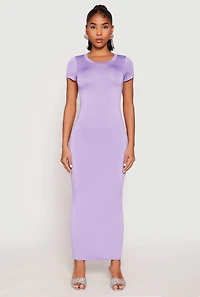 Short Sleeve Slit Back Maxi Dress