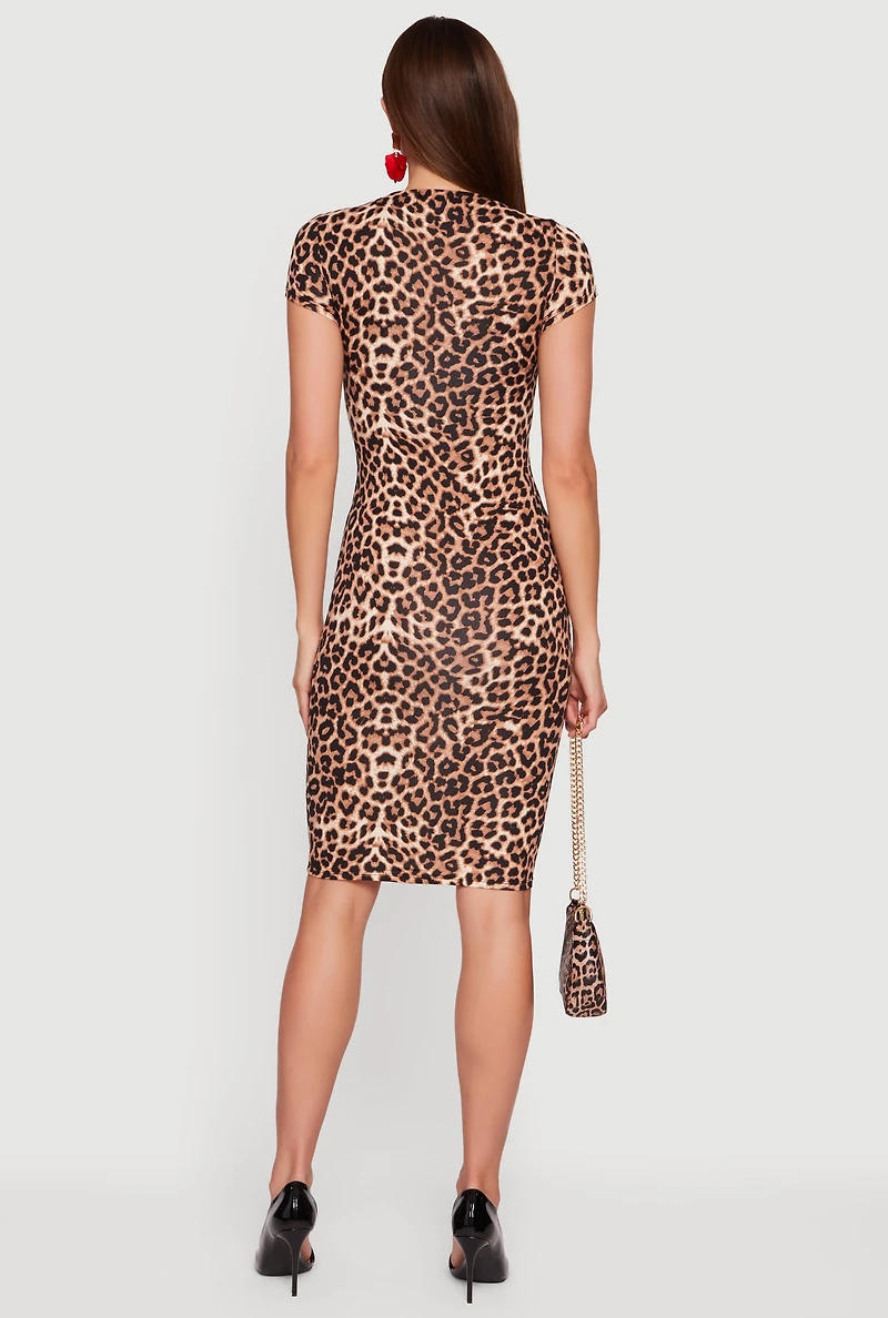 Leopard Print T Shirt Dress