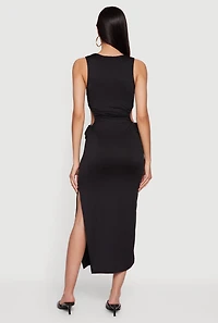 Side Tie Slit Tank Midi Dress