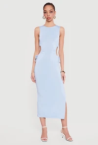 Side Tie Slit Tank Midi Dress
