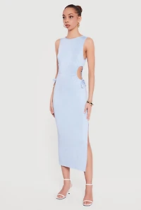 Side Tie Slit Tank Midi Dress