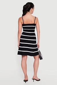 Striped Ribbed Knit Skater Dress