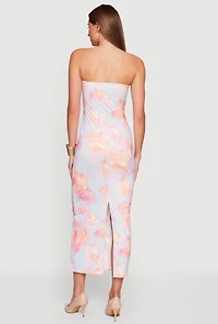 Floral Print Strapless Dress