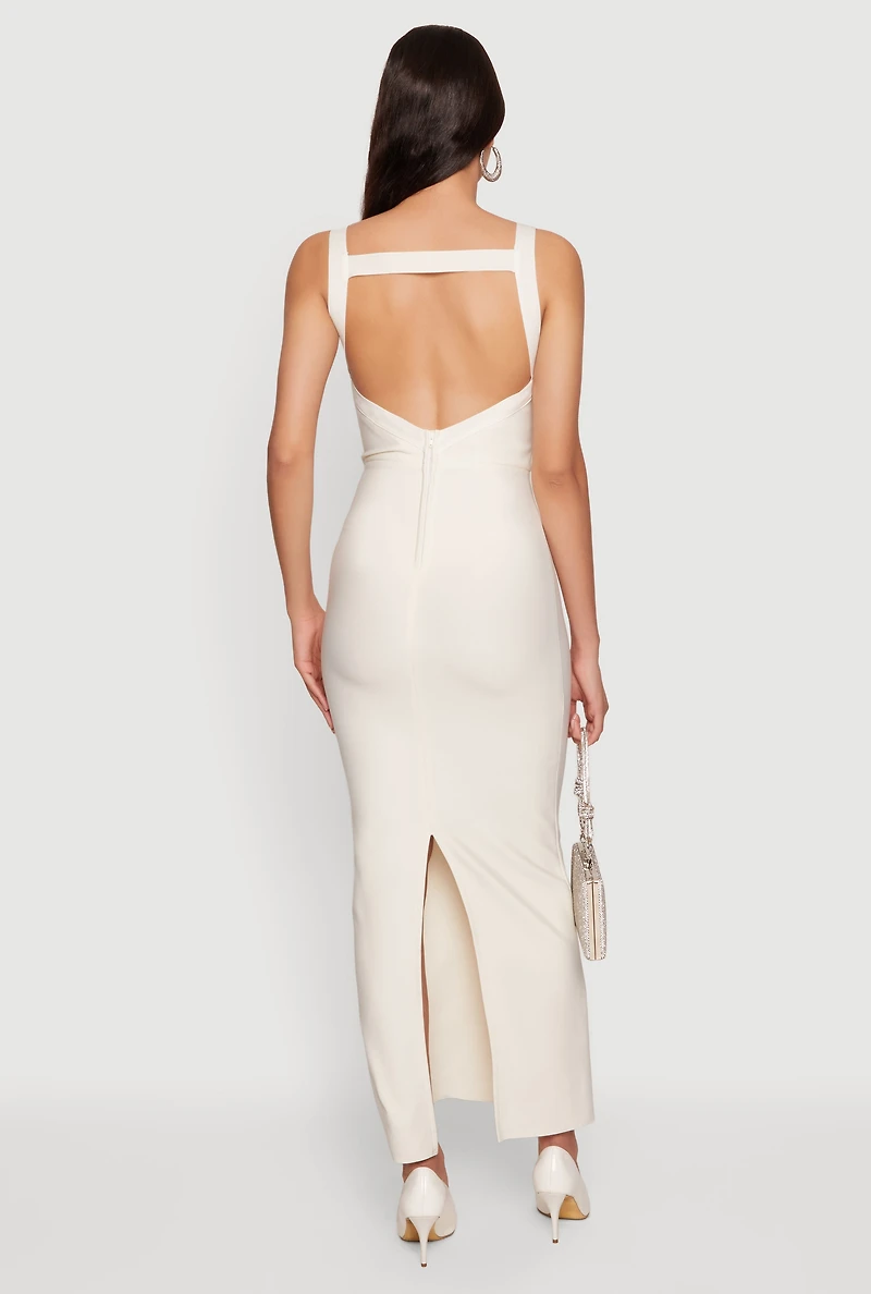Sleeveless Open Back Maxi Dress with Zip